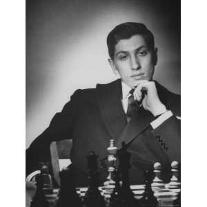  Chess Champion Robert J. Fisher Playing a Match Stretched 