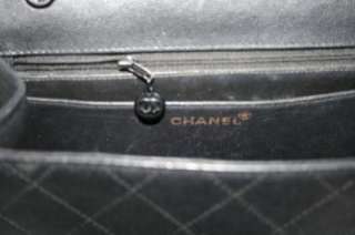 692 Authentic CHANEL Black Quilted Flap Handbag  