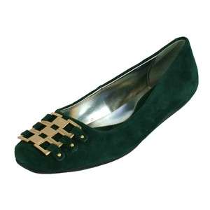 Calvin Klein Womens Shoes Flats E2033 Pazia Suede Evergreen Green 