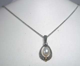 STERLING SILVER & 14K GENUINE FRESHWATER PEARL NECKLACE  