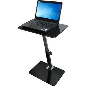 Laptop Table Height Adjustable 8MM Safety Black Glass and Metal Stand 