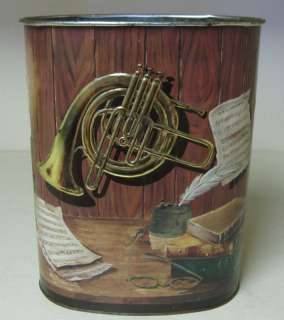 COLLECTIBLE WEIBRO CORP. METAL HORN MUSIC TRASH CAN  