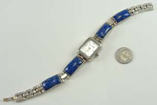 Sterling Silver Gem Time Watch Bracelet Band Roman Numeral Lapis New 
