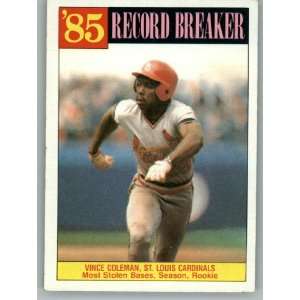 1986 Topps #201 Vince Coleman RB   St. Louis Cardinals (Record Breaker 