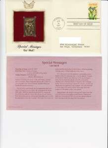 FDC & 22k Gold Stamp 1987 Special Msgs ~ Get Well  