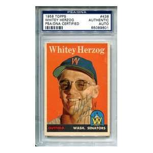  Whitey Herzog Autographed 1958 Topps Card Sports 