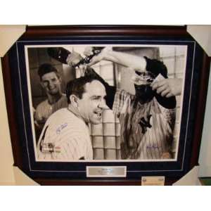 Yogi Berra Autographed Picture   Ken Regan High Quality Suede Framed 