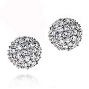  Pave CZ Disco Ball Bead Silver Stud Earrings 5mm 7mm 