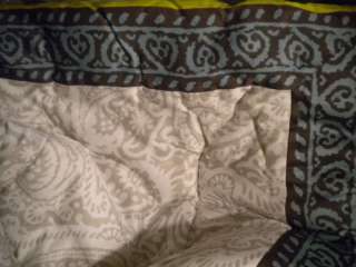   Morocco Queen 3 pc Comforter Set w/ Shams Blue Gray Paisley gold