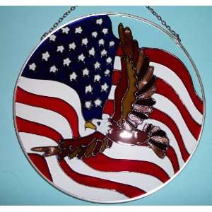    Stained Glass Suncatcher   Eagle Flag Patriotic 6 