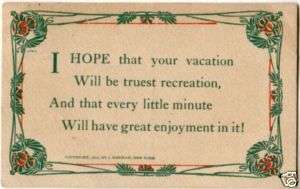Vacation Wishes ~ 1913 J. Herman Card  