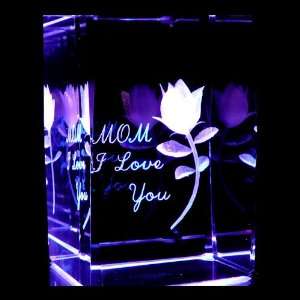   Laser Etched Crystal includes Two Separate LEDs Display Light Base