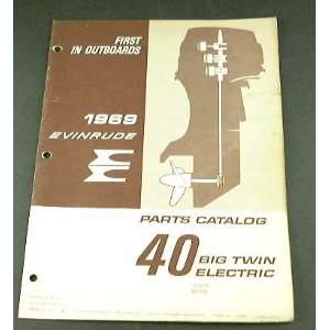  1969 69 EVINRUDE 40 BIG TWIN Boat Motor PARTS Catalog 