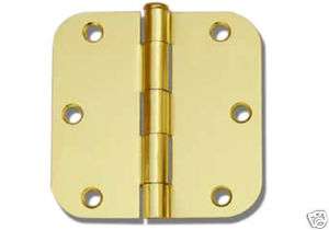 24 Polished Brass 3.5 X 3.5 5/8 Radius Door Hinges  