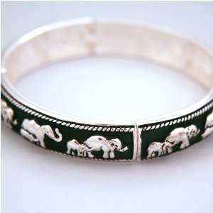 Elephant Black and Silver Bangle Bracelet Kitchen 
