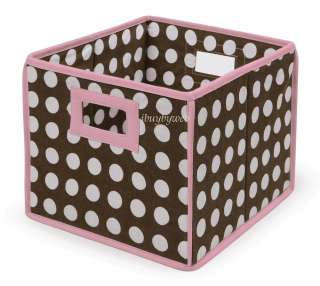 PINK BROWN POLKA DOT Nursery Basket/Storage Cube 2 Set  