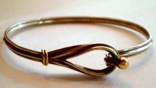  co sterling 18k yellow gold hook and eye bangle bracelet vintage