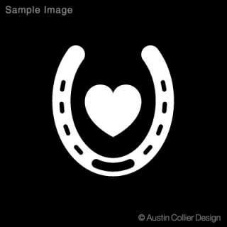 HORSE SHOE & HEART Vinyl Decal Car Sticker   Equestrian  