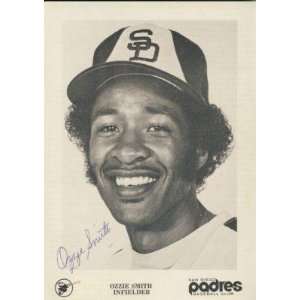  Signed Ozzie Smith Picture   5x7 Vintage Padres JSA COA 