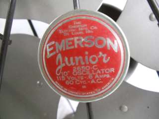 Vintage Emerson Junior 10 1 Spd Oscillating Fan #2650C  