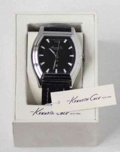NEW KENNETH COLE KC1274 WATCH BLACK FACE/BLACK LEATHER  