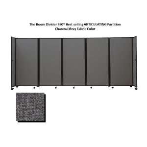  Room Divider 360 Portable Partition, Charcoal Gray Fabric 
