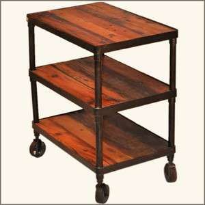   Tier Reclaimed Wood & Iron Kitchen Storage Rack Cart 2 Shelves  