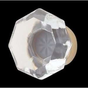  Cabinet Knobs, Clear Glass Octagon Cabinet Knob w/ Brass 