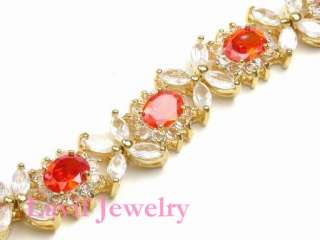 18KGP Orange Floral Sapphire Topaz Bracelet {C943  