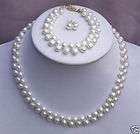 Ladies Pink Pearl Jewelry Necklace Bracelet Earrings  