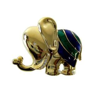  Gold Multi Color Elephant Lapel Pin   Gold Plated Elephant Pin 