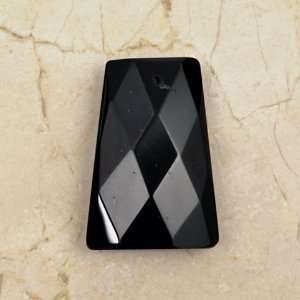  Faceted Blackstone Trapezoid 40x28mm Pendant 2mm Hole 
