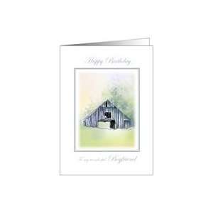  Boyfriend Birthday Old Barn Scene Card Health & Personal 