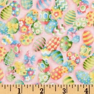  44 Wide Spring Parade Easter Eggs Pink Fabric By The 