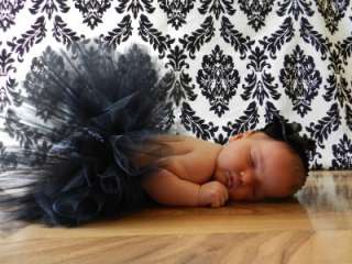 Little Black Dress Tutu Newborn Baby Headband and Flower 0 3months 