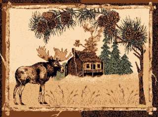 LODGE MOOSE BY A CABIN AREA RUG 4X6 GREAT GIFT IDEA  