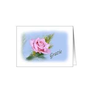  Thank you, Grazie, Italian, Pink Rose Card Health 