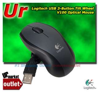 Logitech V100 USB 3 Button Tilt Wheel Optical PC Mouse  