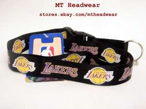 OFFICIAL LICENSED NBA LANYARD ***LOS ANGELES LAKERS BLACK*** KEYCHAIN 