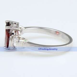 Luxury Fancy Oval Red Garnet Silver Ring Size 8  FINDINGJEWELRY 