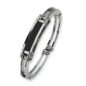    Carbon Fiber Polished Stainless Steel Hinged Bangle Jewelry