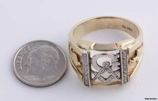 Vintage Masonic Master Mason Blue Lodge Ring   14k Yellow & White Gold 