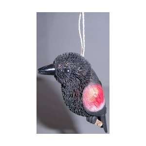 Brushkins Bird, Red Wing Blackbird, Ornament 