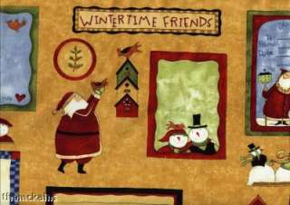 SANTA~QUILT LABELS~Wintertime Friends~Fabric~Panel  