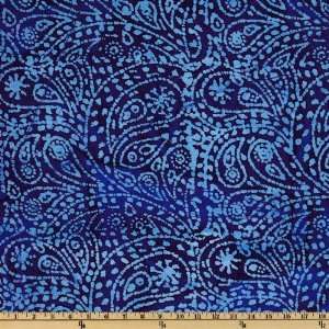  44 Wide Indian Batik Polynesian Paisley Blue Fabric By 