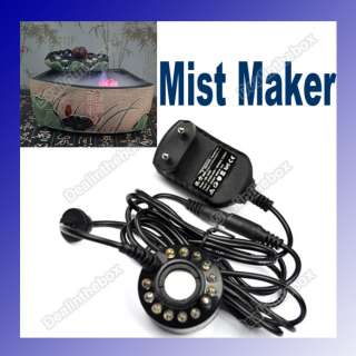   LED Ultrasonic Mist Maker Fogger Water Fountain Pond Fish Tank Black