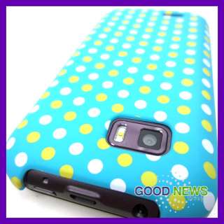 Mobile LG myTouch Q C800 Turquoise Polka Dots Hard Case Phone Cover 