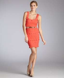 Ali Ro lobster knit tiered ruffled belted tank dress   up to 