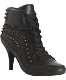 Ash black leather Pink studded ankle boots  
