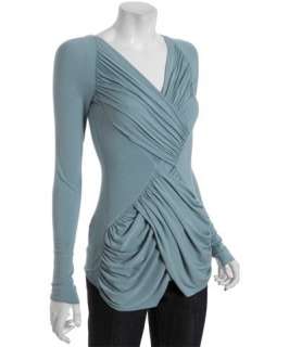 Bailey 44 blue grey jersey ruched Tolkien long sleeve top